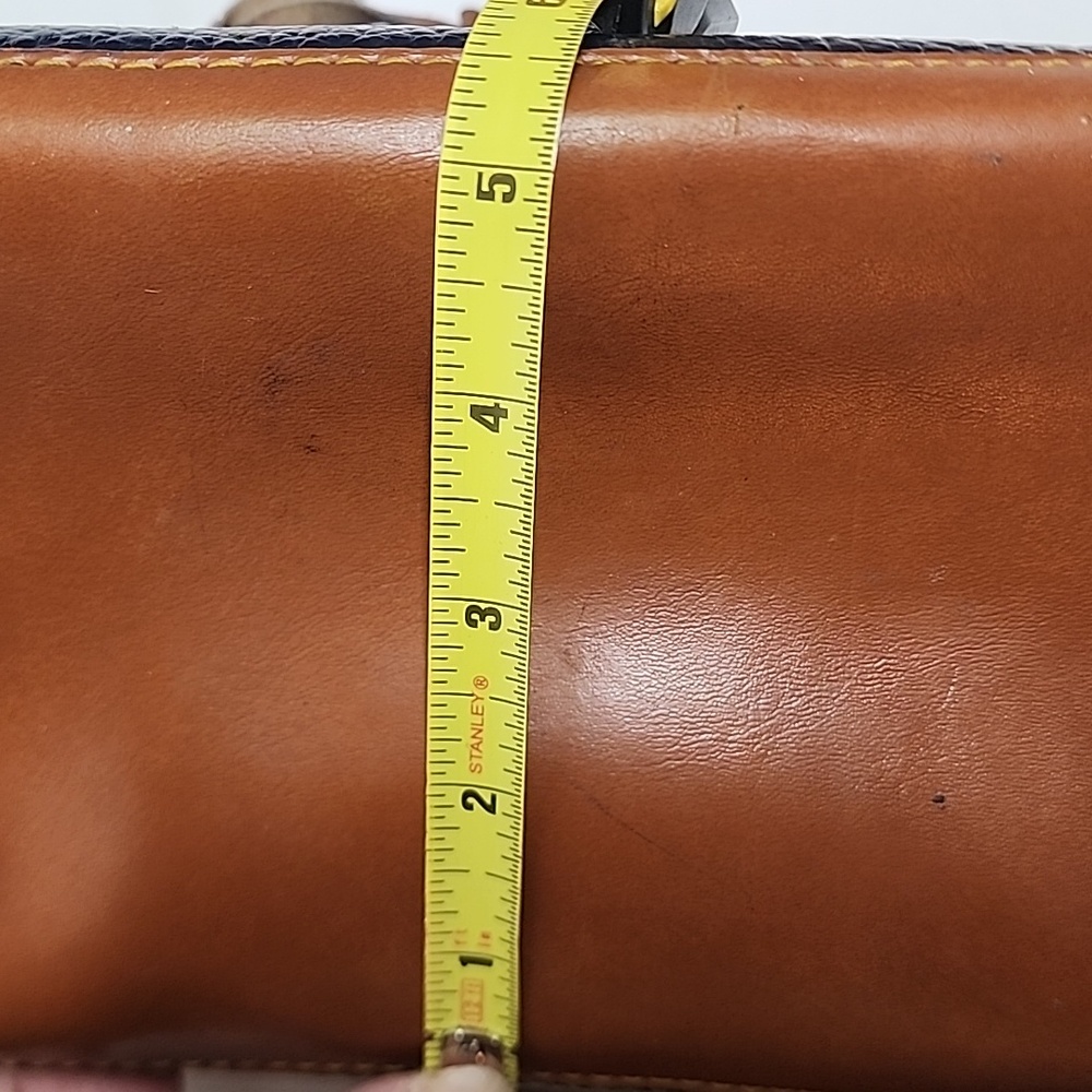 Dooney & Bourke Vintage Navy Blue and Tan Quality Leather Satchel Doctors Bag - Picture 14 of 15